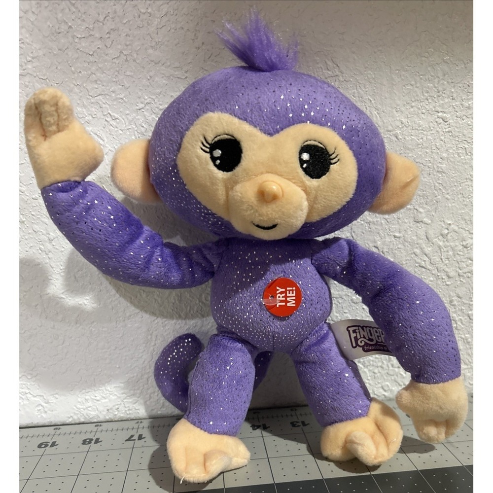 WowWee Fingerlings Monkey 9" Plush Sparkly Purple Posable With Sound Chatters